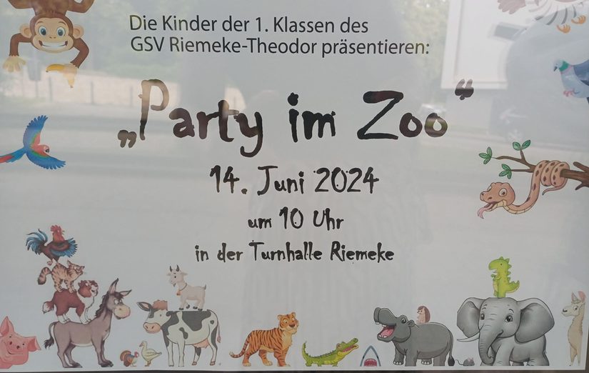 Plakat der Party im Zoo