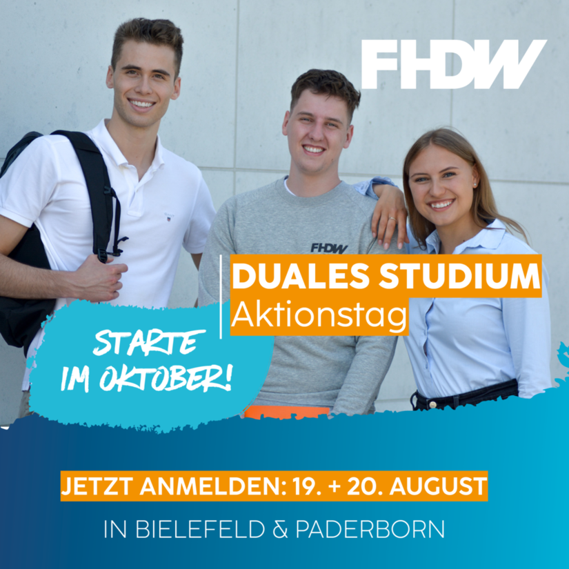 Duales Studium Aktionstag - FHDW Paderborn: 19.08.2024, 11.00-13.00 Uhr