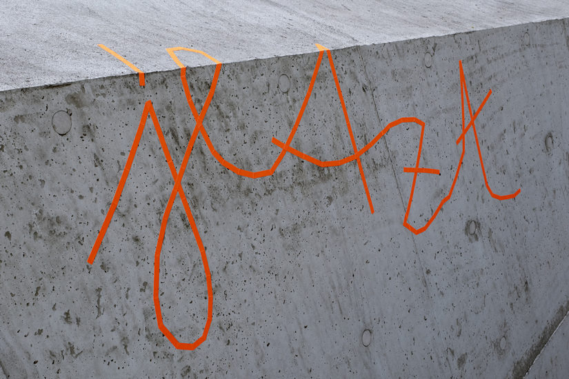 Projektbild Stadtbesetzung: Orangenes Klebeband formen das Wort JETZT in Schreibschrift