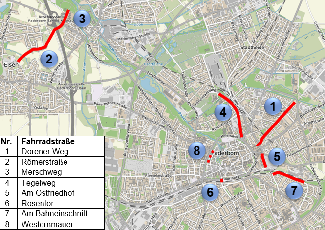 Fahrradstraßen in Paderborn