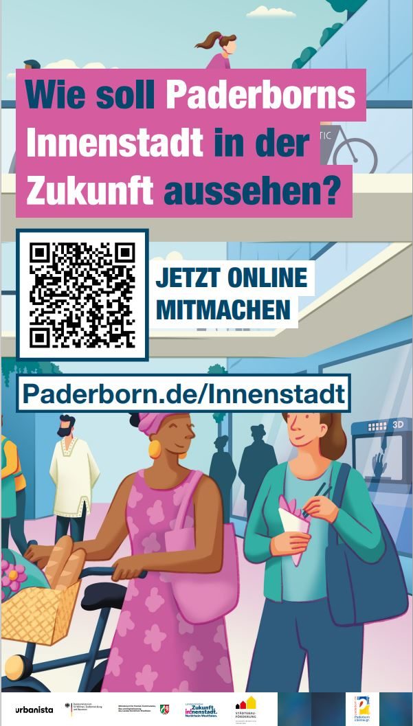 Plakat zum Innenstadtcamp, Samstag 7.9., 10:00-16:00, Theodorianum, www.paderborn.de/innenstadt